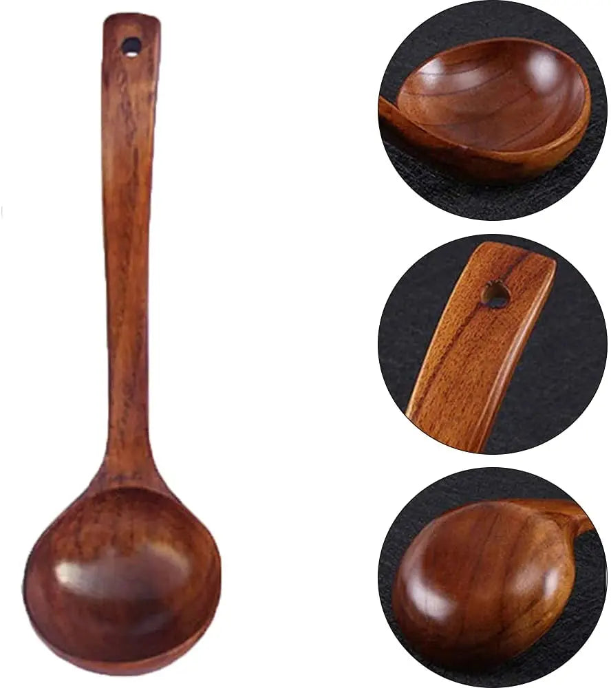 Wooden Serving Spoon Ladle Large Natural Wood Soup