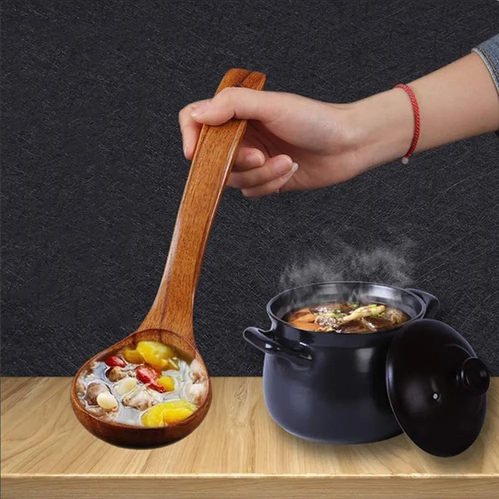 Wooden Serving Spoon Ladle Large Natural Wood Soup