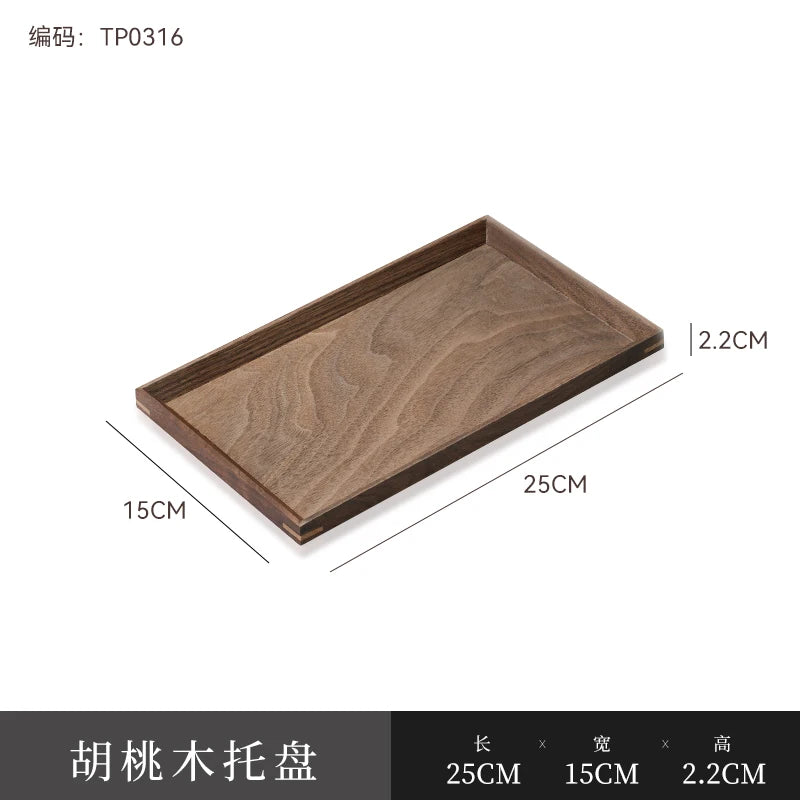 Rectangular Walnut Wood Tray – Elegant Solid Wood Serving Plate