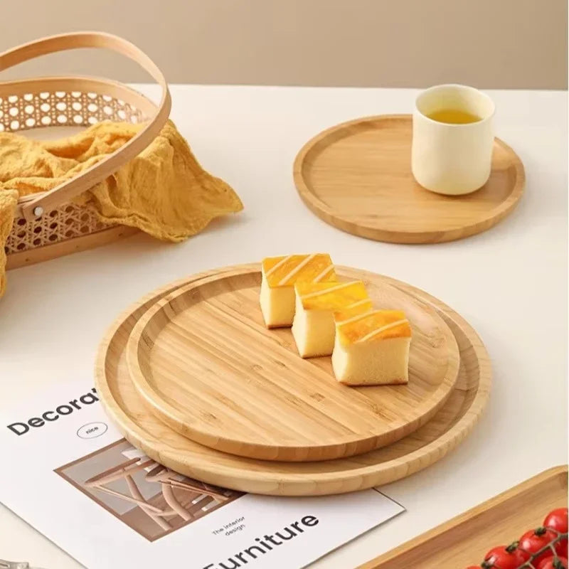 Rectangular and Round Japanese-Style Bamboo Tea Tray 🌟