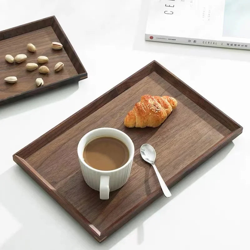 Rectangular Walnut Wood Tray – Elegant Solid Wood Serving Plate