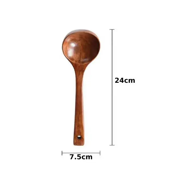 Wooden Serving Spoon Ladle Large Natural Wood Soup