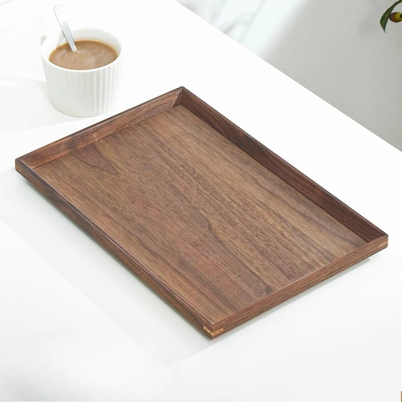 Rectangular Walnut Wood Tray – Elegant Solid Wood Serving Plate