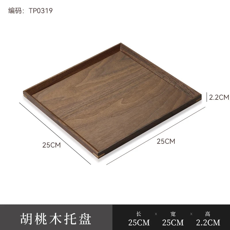 Rectangular Walnut Wood Tray – Elegant Solid Wood Serving Plate
