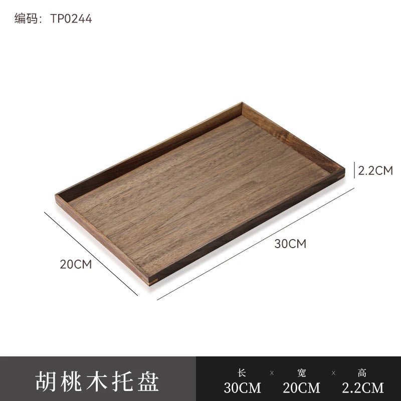Rectangular Walnut Wood Tray – Elegant Solid Wood Serving Plate