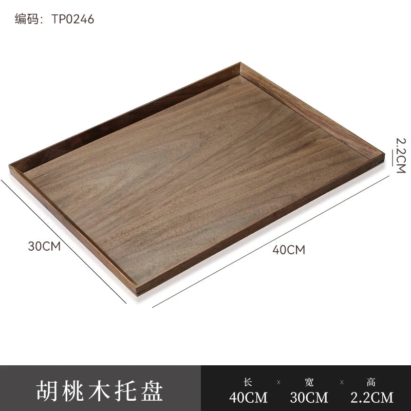 Rectangular Walnut Wood Tray – Elegant Solid Wood Serving Plate