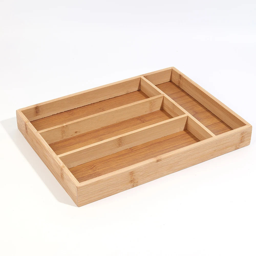 Bamboo Cutlery Storage Tray – Elegant Drawer Organizer for a Neat & Modern Kitchen