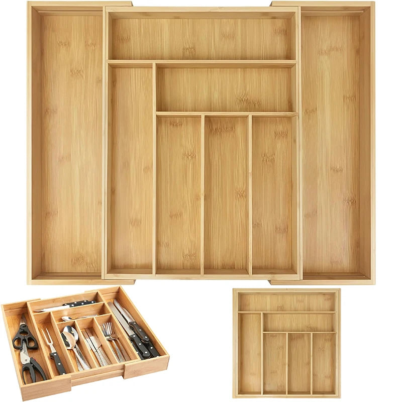 Expandable Bamboo Drawer Organizer Adjustable