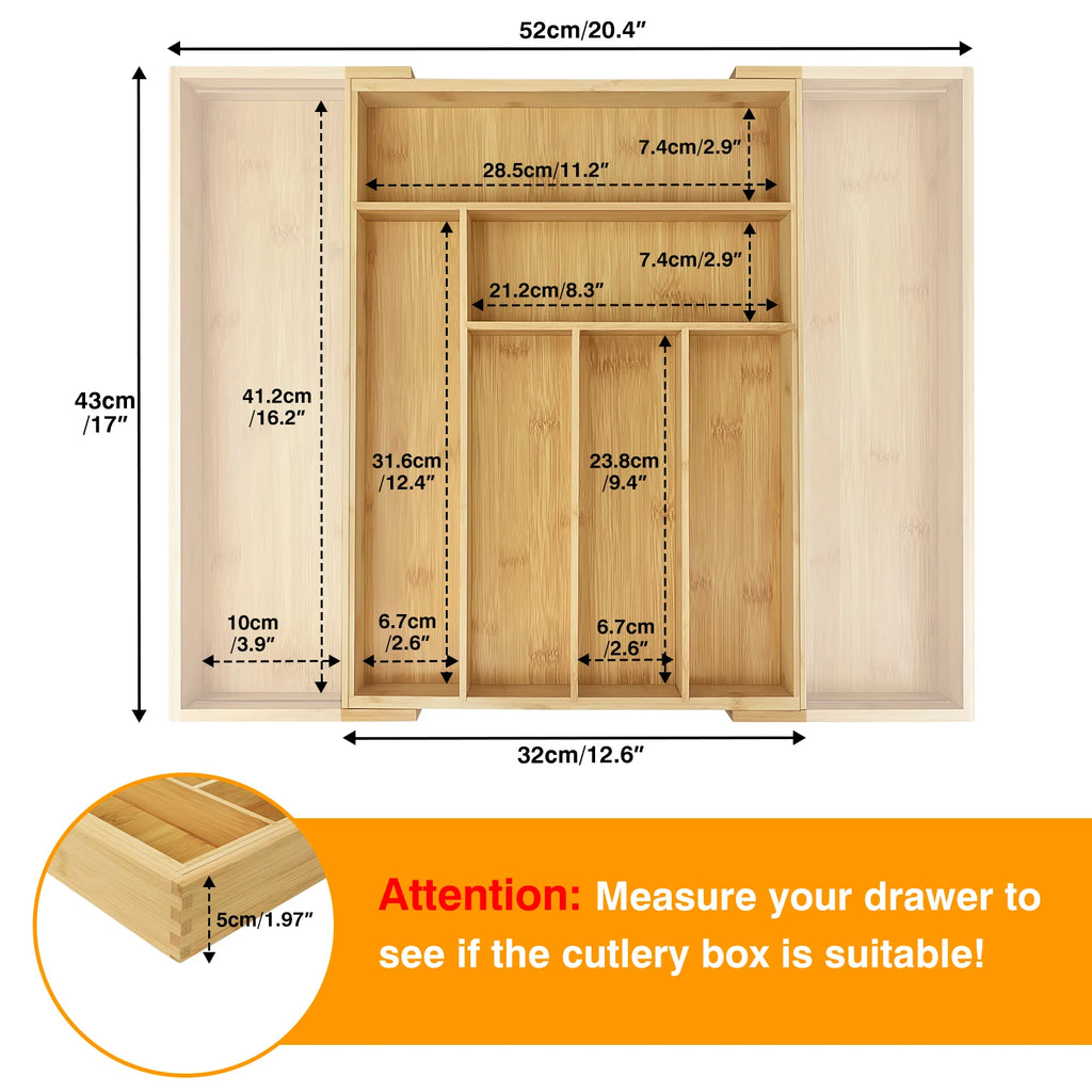 Extendable Cutlery Tray Expandable Storage Organizer Kitchen