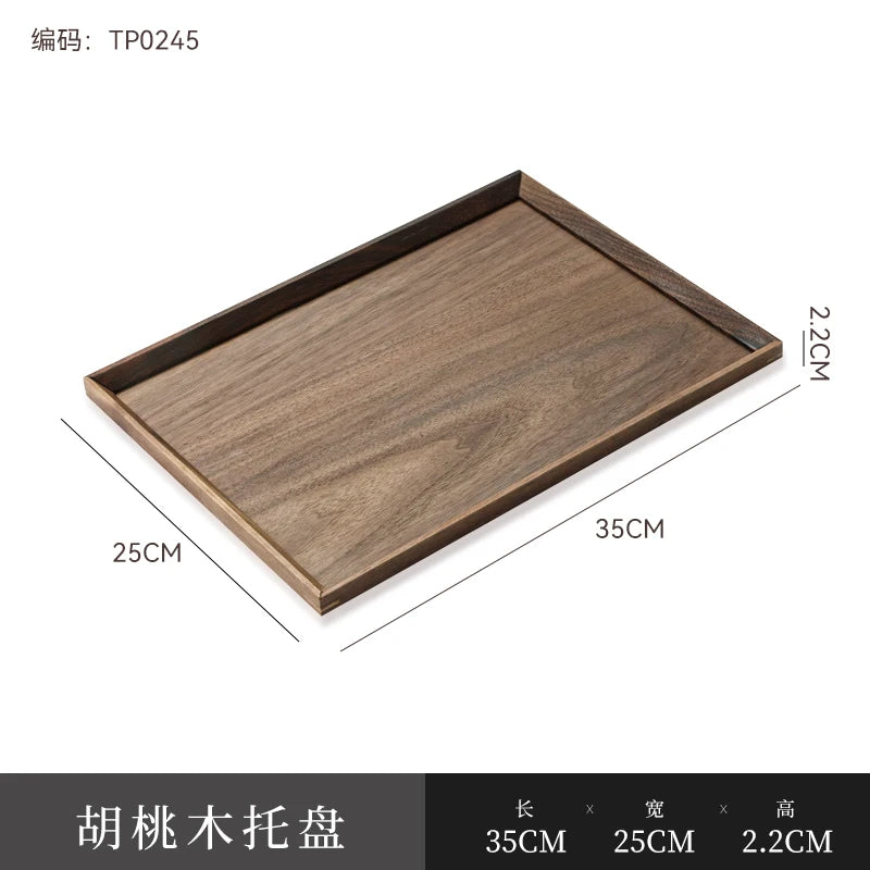 Rectangular Walnut Wood Tray – Elegant Solid Wood Serving Plate