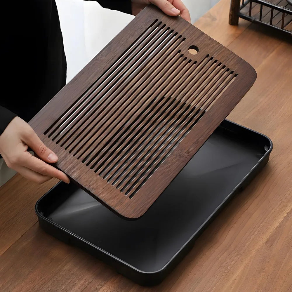 Portable Bamboo Tea Tray – Detachable & Dual-Use Design