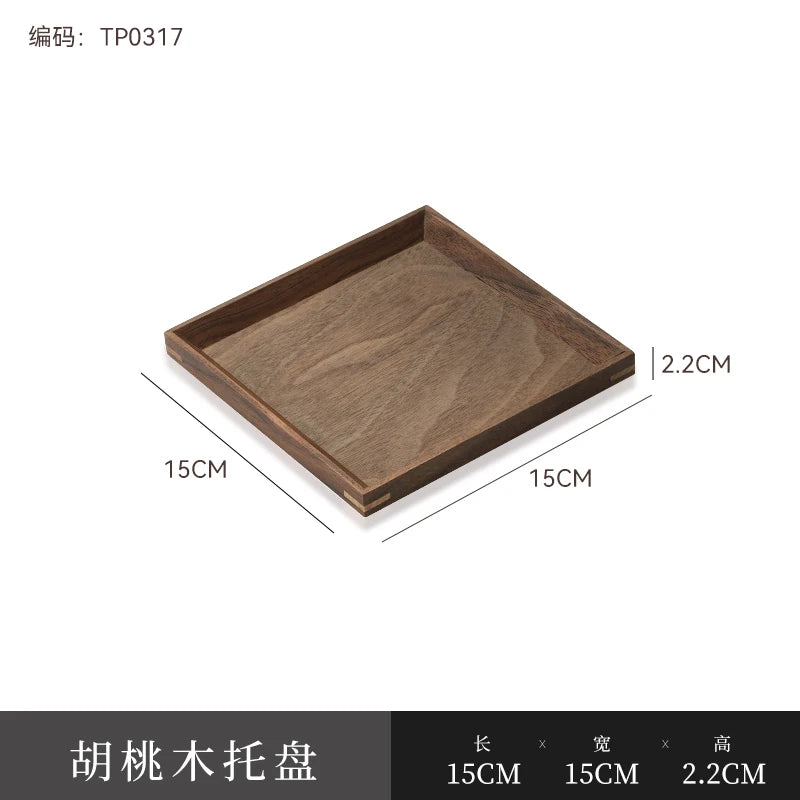 Rectangular Walnut Wood Tray – Elegant Solid Wood Serving Plate