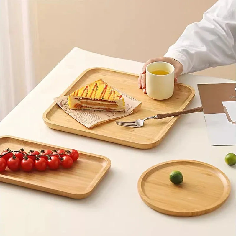 Rectangular and Round Japanese-Style Bamboo Tea Tray 🌟