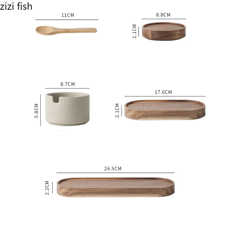 European Ceramic Seasoning Jar with Wooden Lid