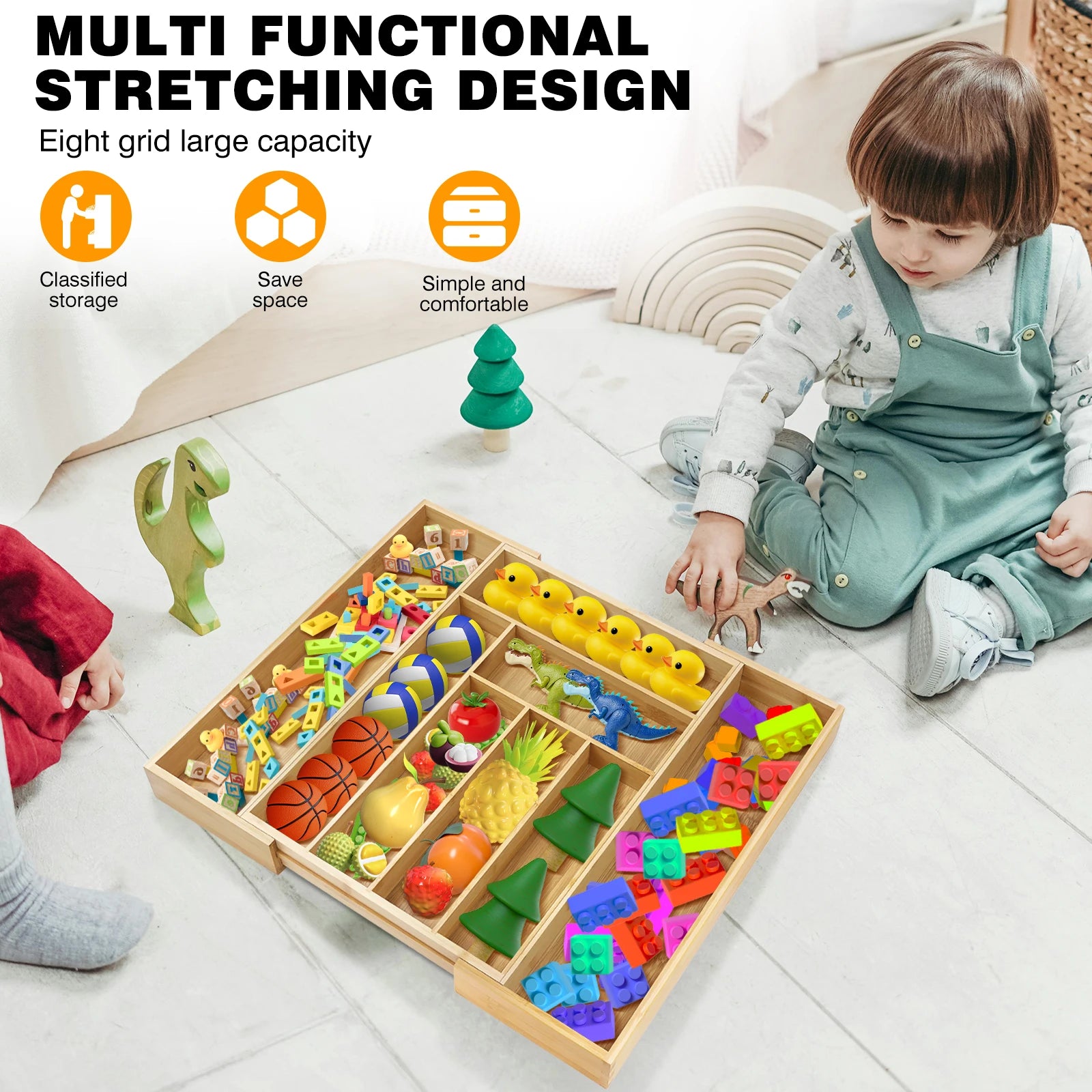 Expandable Bamboo Drawer Organizer Adjustable