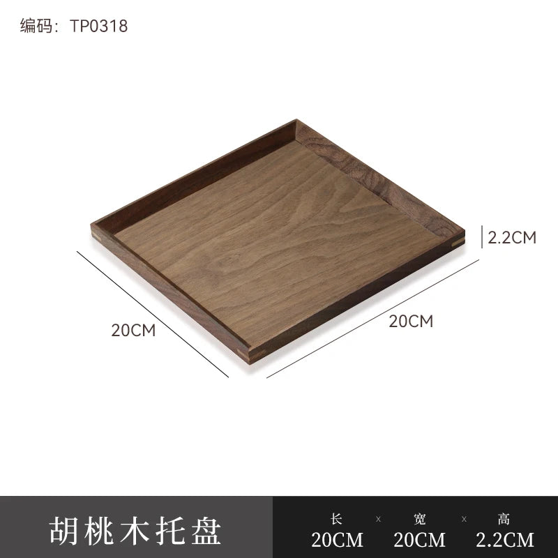 Rectangular Walnut Wood Tray – Elegant Solid Wood Serving Plate