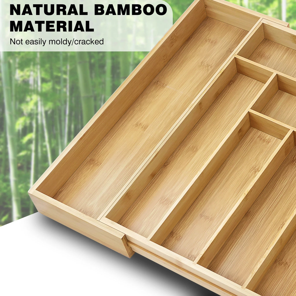 Expandable Bamboo Drawer Organizer Adjustable
